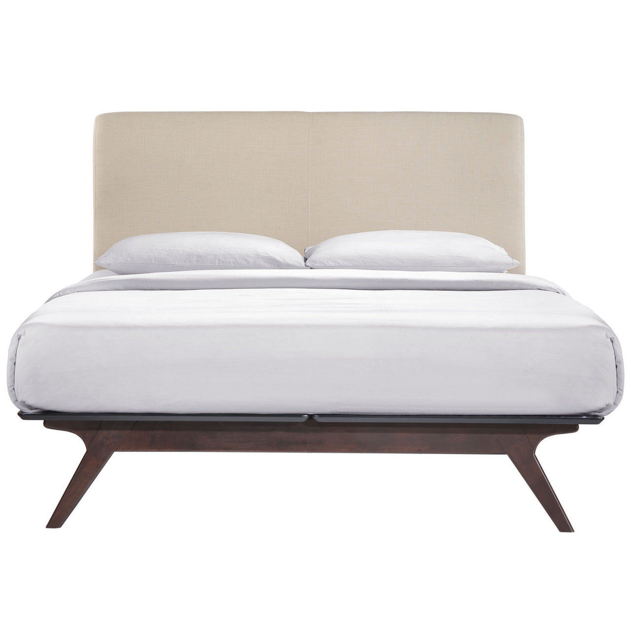 Tracy 2 Piece Queen Bedroom Set, Beige Fabric Wood