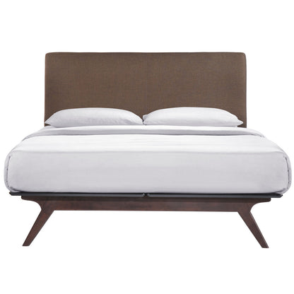 Tracy 2 Piece Queen Bedroom Set, Brown Fabric Wood