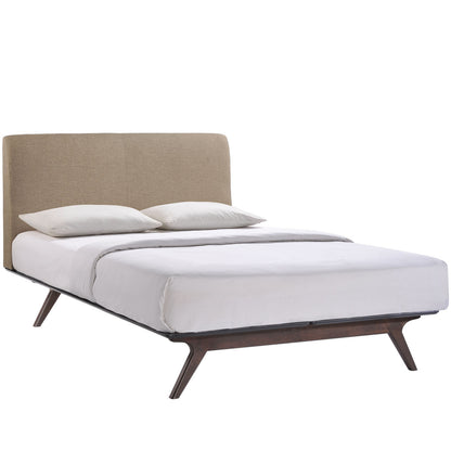 Tracy 2 Piece Queen Bedroom Set, Brown, Fabric Wood