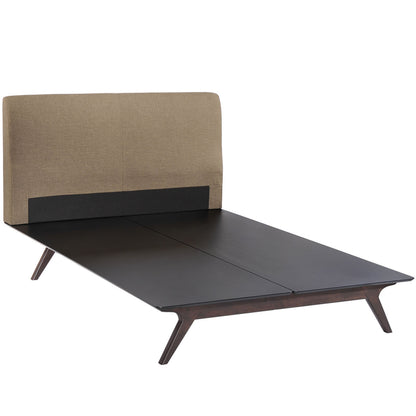 Tracy 2 Piece Queen Bedroom Set, Brown, Fabric Wood