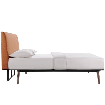 Tracy 2 Piece Queen Bedroom Set, Orange Fabric Wood