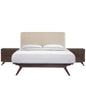 Tracy 3 Piece Queen Bedroom Set, Beige Fabric Wood