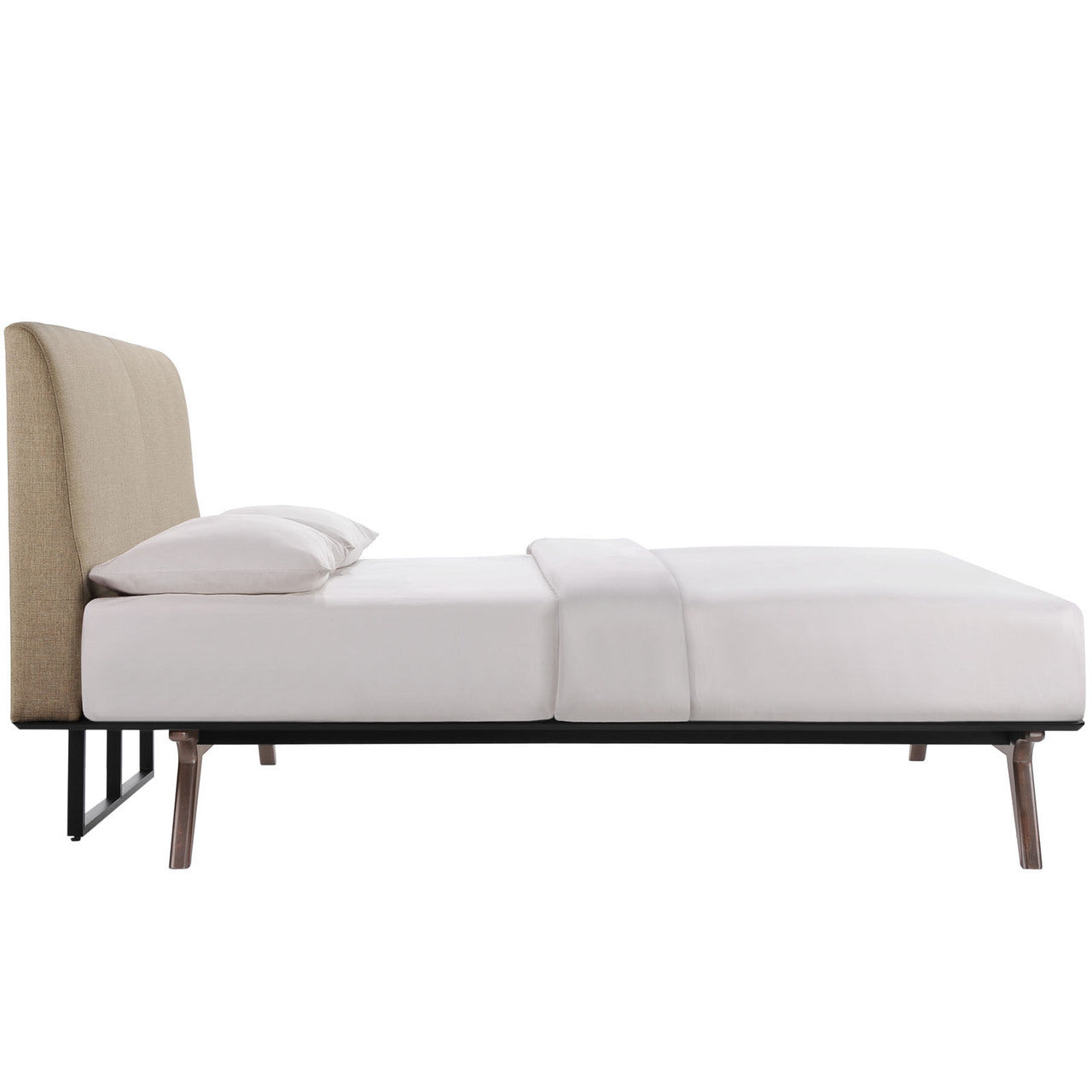 Tracy 3 Piece Queen Bedroom Set, Wood, Brown Fabric