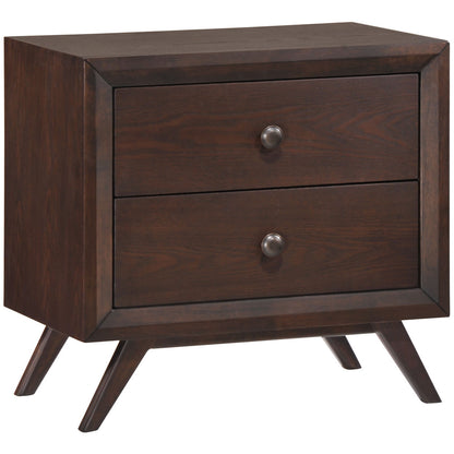 Tracy 3 Piece Queen Bedroom Set, Wood, Brown Fabric