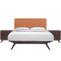 Tracy 3 Piece Queen Bedroom Set, Orange, Fabric Wood