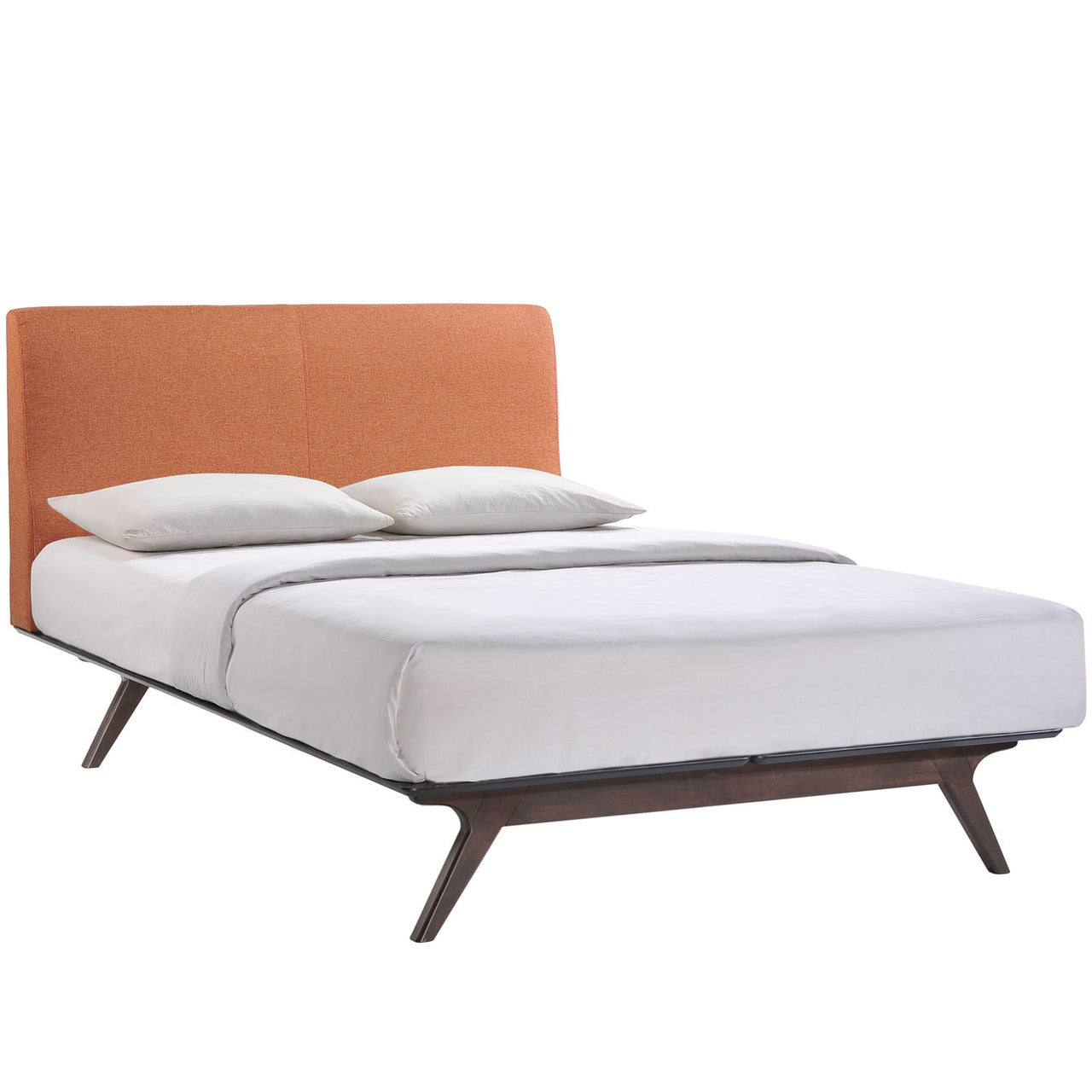 Tracy 3 Piece Queen Bedroom Set, Orange, Fabric Wood