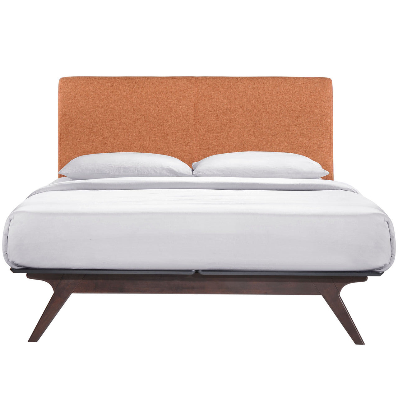 Tracy 3 Piece Queen Bedroom Set, Orange, Fabric Wood