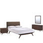 Tracy 4 Piece Queen Bedroom Set, Brown Fabric Wood
