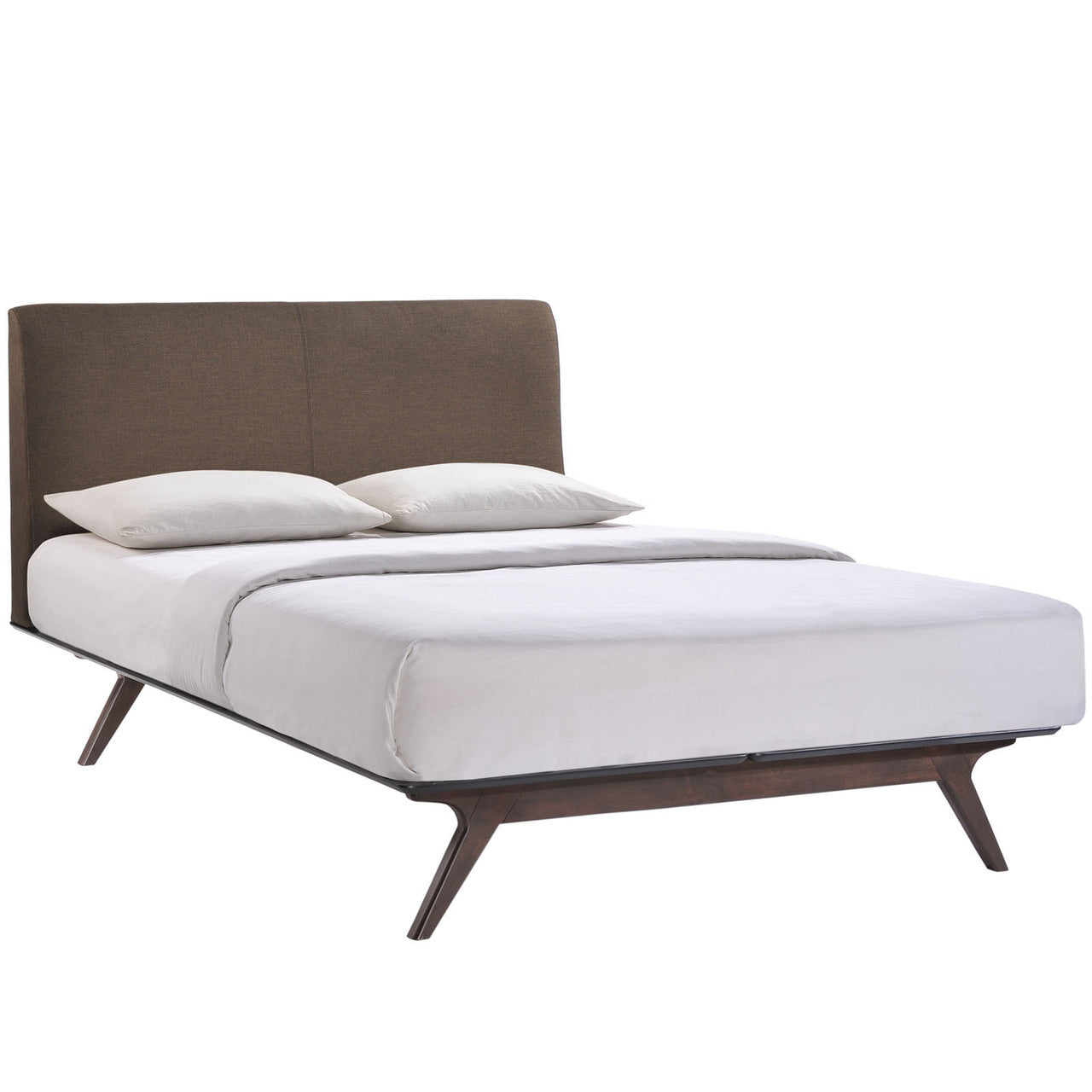 Tracy 4 Piece Queen Bedroom Set, Brown Fabric Wood