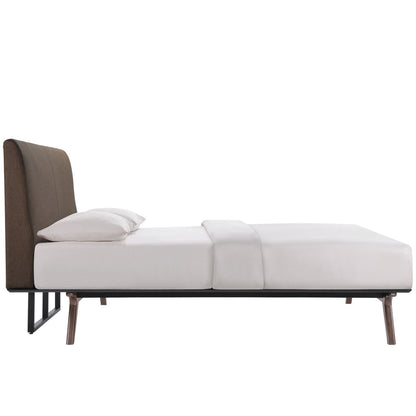 Tracy 4 Piece Queen Bedroom Set, Brown Fabric Wood