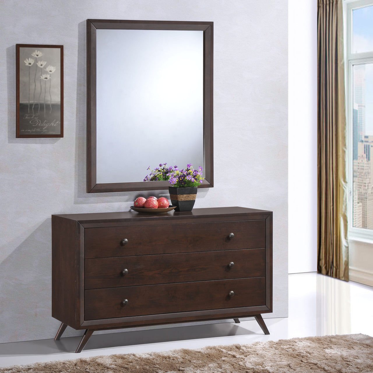 Tracy 4 Piece Queen Bedroom Set, Brown, Fabric Wood