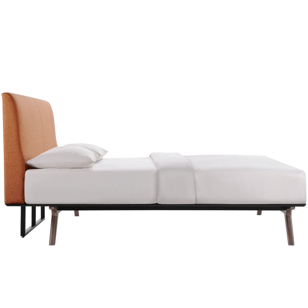 Tracy 5 Piece Queen Bedroom Set, Orange Fabric Wood