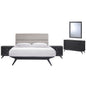 Addison 5 Piece Queen Bedroom Set, Grey Fabric Wood