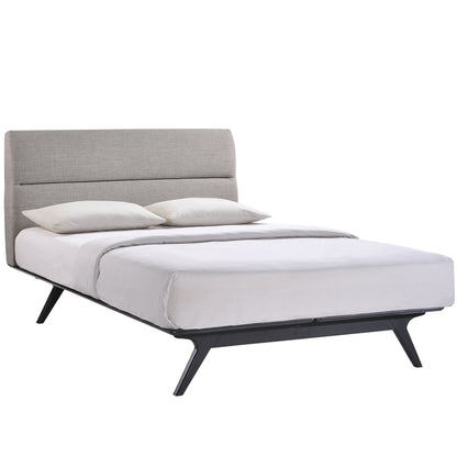 Addison 5 Piece Queen Bedroom Set, Grey Fabric Wood