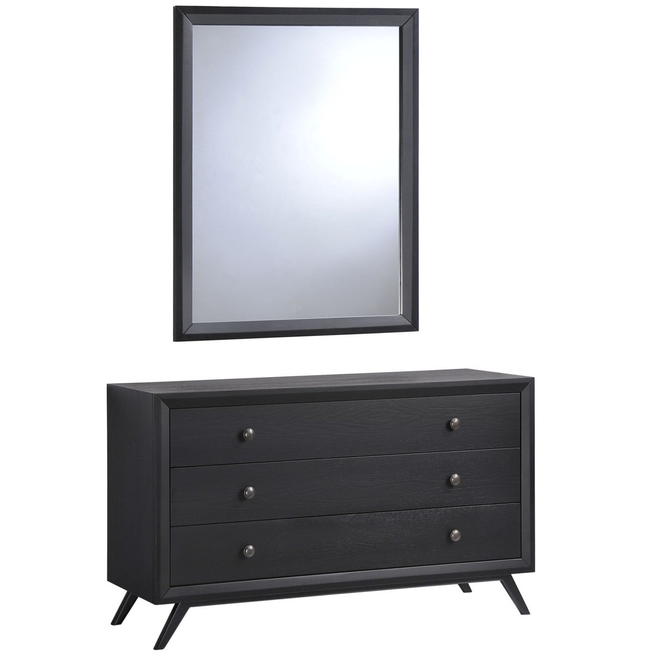 Tracy Dresser and Mirror, Black Wood