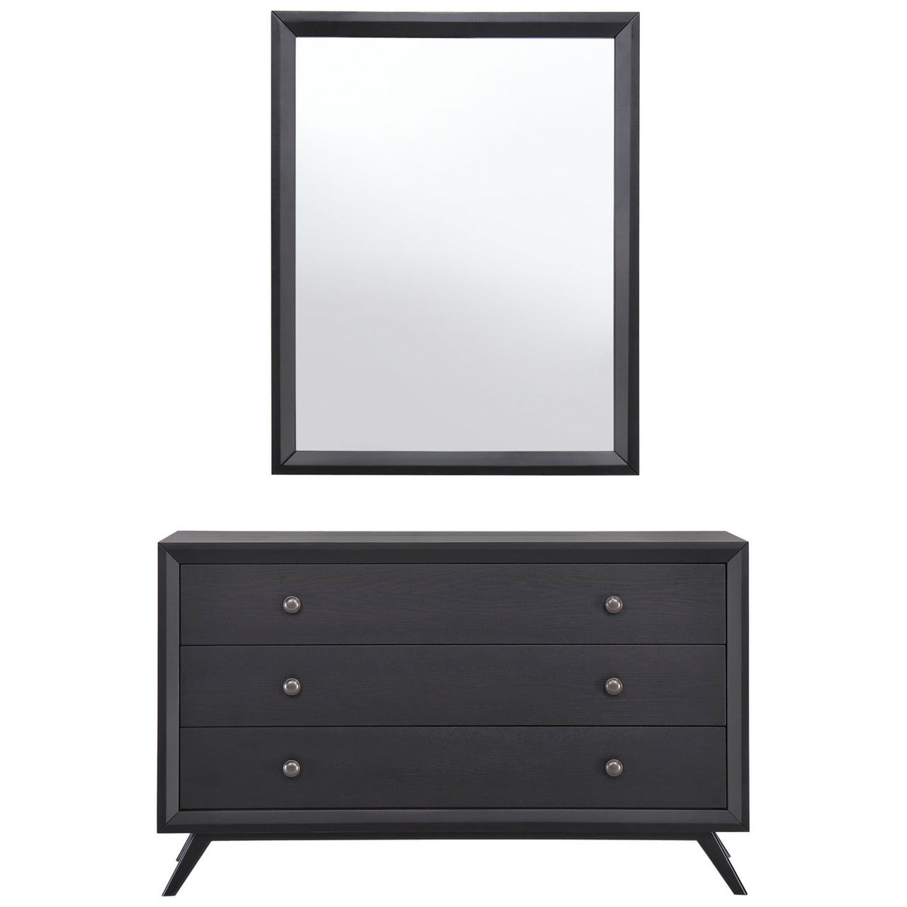 Tracy Dresser and Mirror, Black Wood