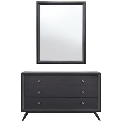 Tracy Dresser and Mirror, Black Wood