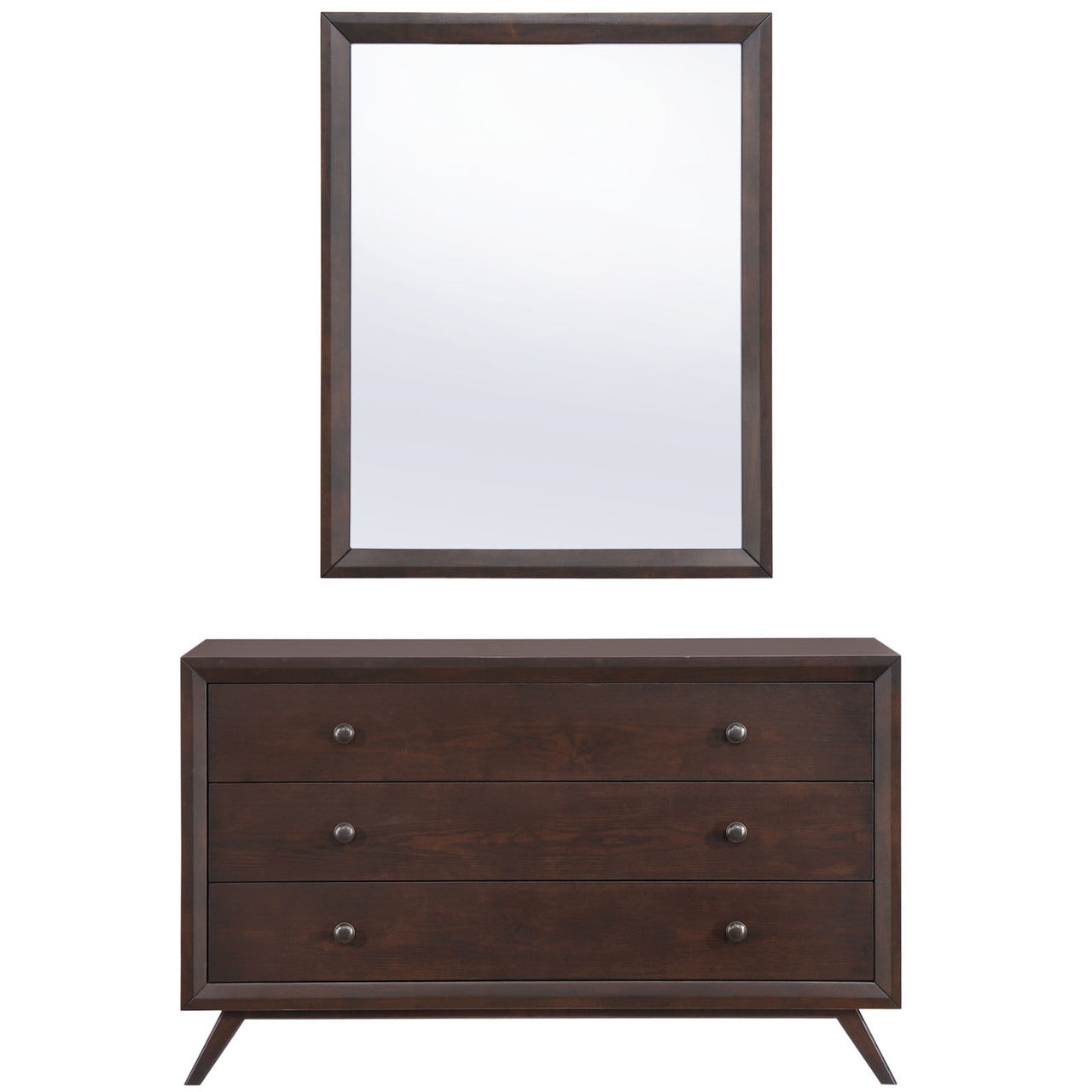 Tracy Dresser and Mirror, Brown Wood
