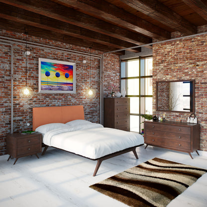 Tracy Five PCS Queen Size Bedroom Set, Orange, Fabric, Wood