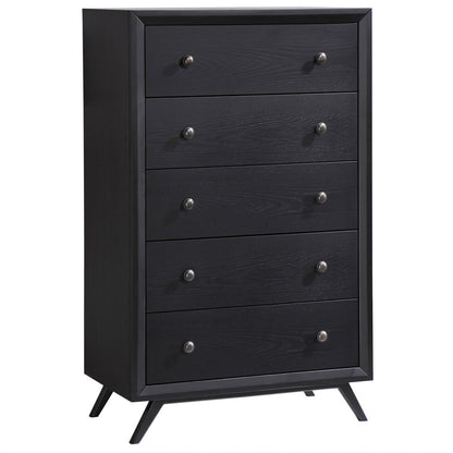 Addison Five PCS Queen Size Bedroom Set, Grey, Fabric, Wood