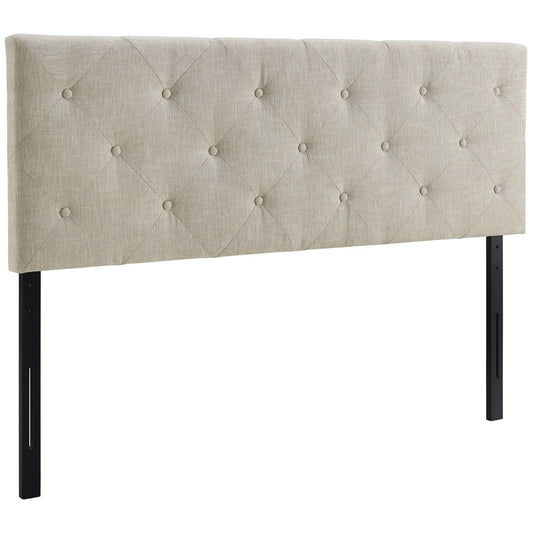 Terisa Queen Upholstered Fabric Headboard, Queen Size, Fabric, Beige, 14342