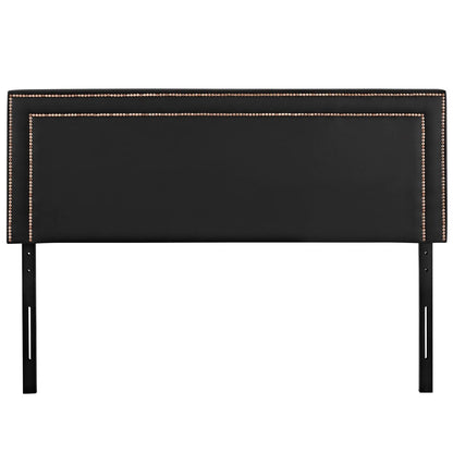 Jessamine King Upholstered Vinyl Headboard, Black, Faux Leather 12082