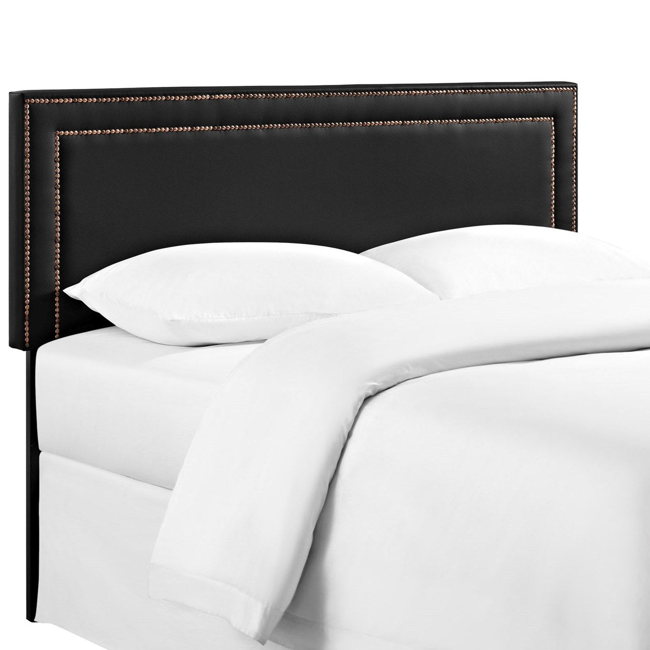 Jessamine King Upholstered Vinyl Headboard, Black, Faux Leather 12082