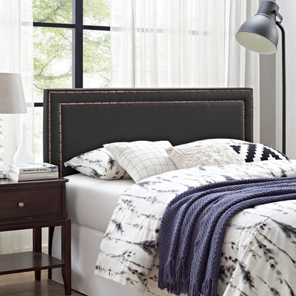 Jessamine King Upholstered Vinyl Headboard, Black, Faux Leather 12082