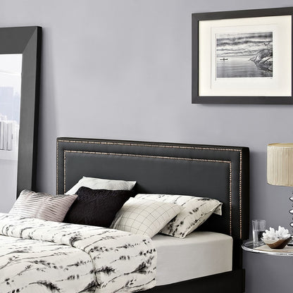 Jessamine King Upholstered Vinyl Headboard, Black, Faux Leather 12082