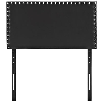 Phoebe Twin Upholstered Vinyl Headboard, Black, Faux Leather 12089