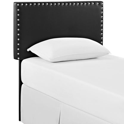 Phoebe Twin Upholstered Vinyl Headboard, Black, Faux Leather 12089