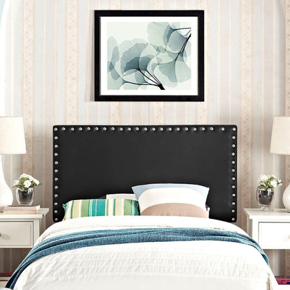 Phoebe Twin Upholstered Vinyl Headboard, Black, Faux Leather 12089