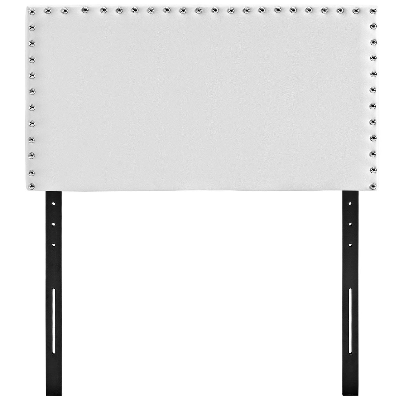 Phoebe Twin Upholstered Vinyl Headboard, White, Faux Leather 12090