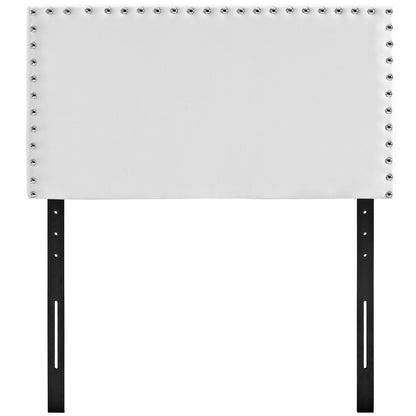 Phoebe Twin Upholstered Vinyl Headboard, White, Faux Leather 12090