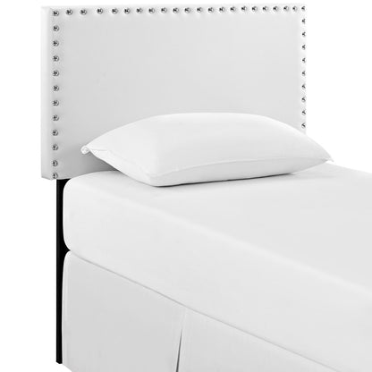 Phoebe Twin Upholstered Vinyl Headboard, White, Faux Leather 12090