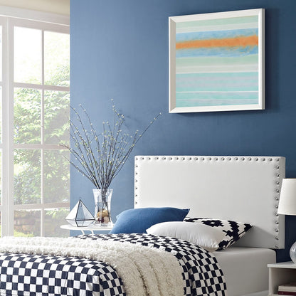 Phoebe Twin Upholstered Vinyl Headboard, White, Faux Leather 12090