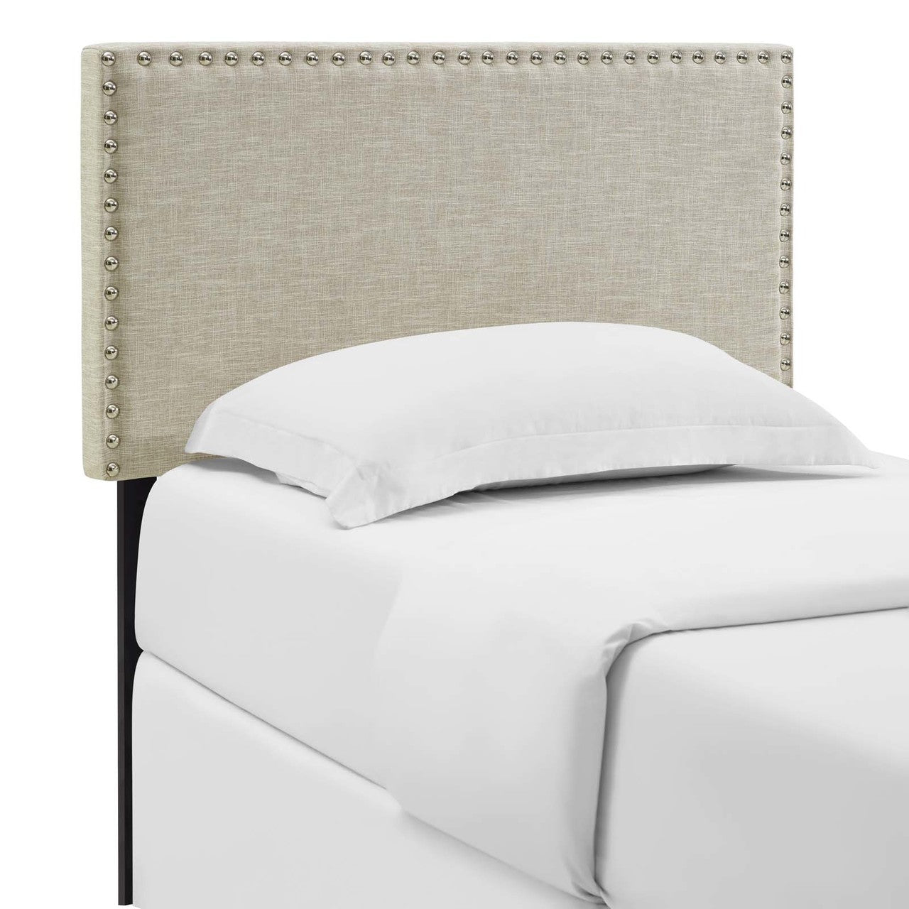 Phoebe Twin Upholstered Fabric Headboard, Twin Size, Fabric, Beige, 14348