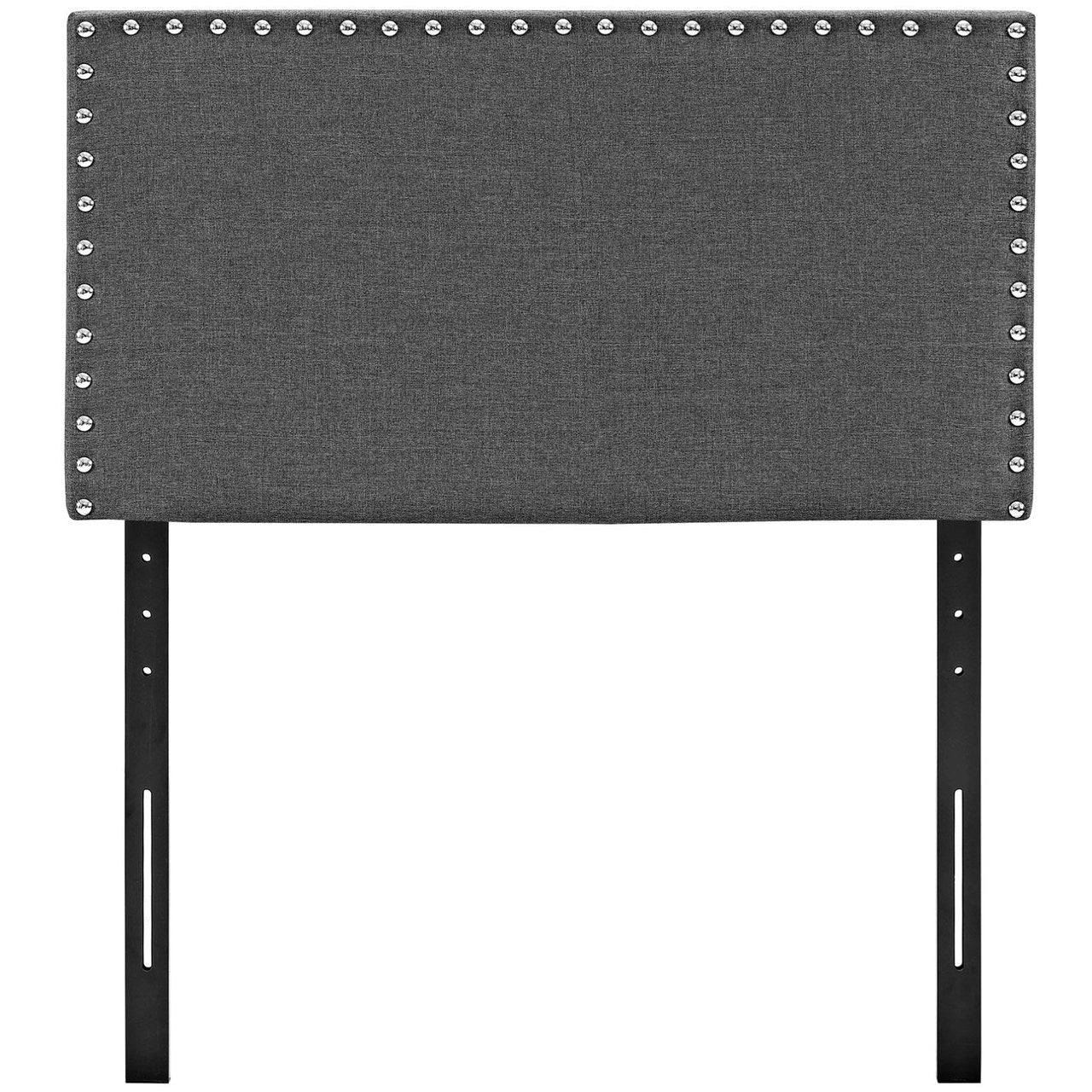 Phoebe Twin Upholstered Fabric Headboard, Grey, Metal 12093