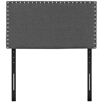 Phoebe Twin Upholstered Fabric Headboard, Grey, Metal 12093