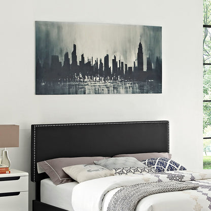 Phoebe Full Upholstered Vinyl Headboard, Black, Faux Leather 12098