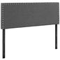 Phoebe Full Upholstered Fabric Headboard, Grey, Fabric 12101