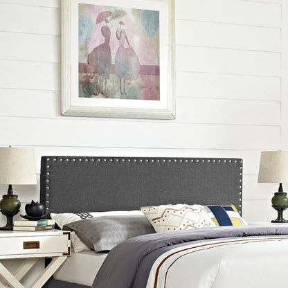 Phoebe Full Upholstered Fabric Headboard, Grey, Fabric 12101