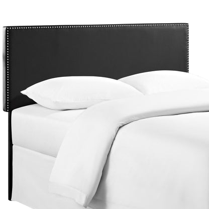 Phoebe Queen Upholstered Vinyl Headboard, Black, Faux Leather 12105