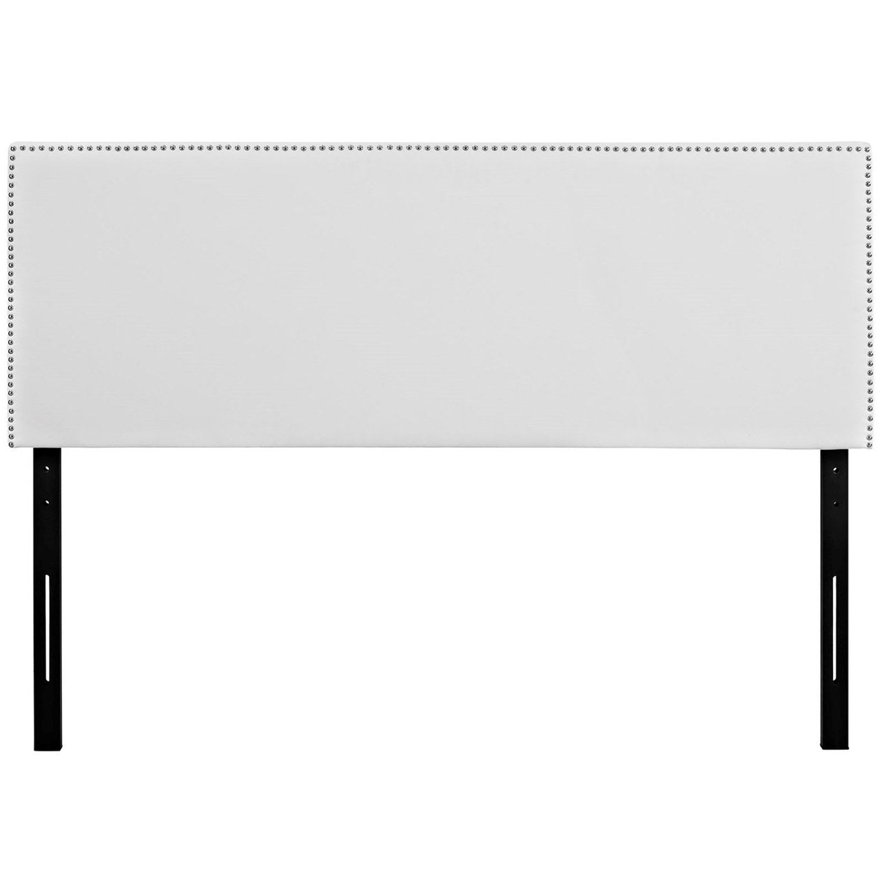Phoebe Queen Upholstered Vinyl Headboard, White, Faux Leather 12106