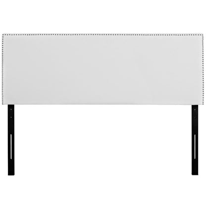 Phoebe Queen Upholstered Vinyl Headboard, White, Faux Leather 12106