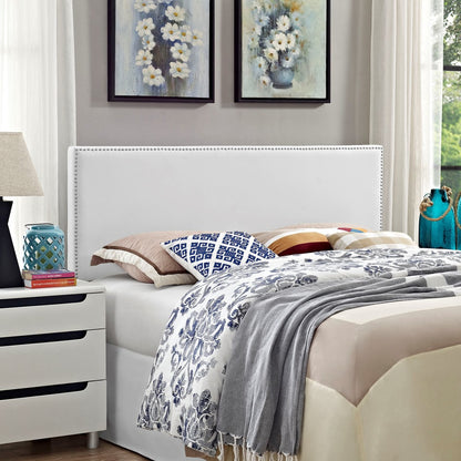 Phoebe Queen Upholstered Vinyl Headboard, White, Faux Leather 12106