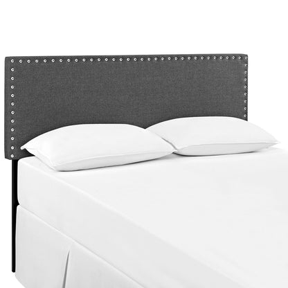 Phoebe Queen Upholstered Fabric Headboard, Grey, Fabric 12108