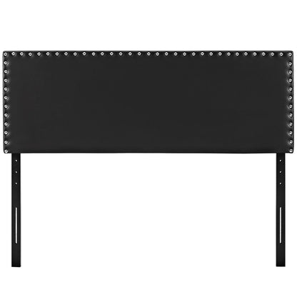 Phoebe King Upholstered Vinyl Headboard, Black, Faux Leather 12112