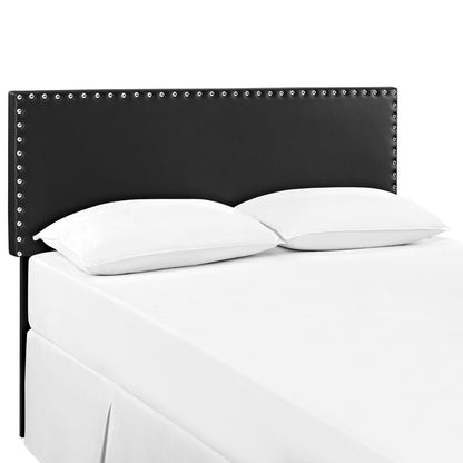 Phoebe King Upholstered Vinyl Headboard, Black, Faux Leather 12112