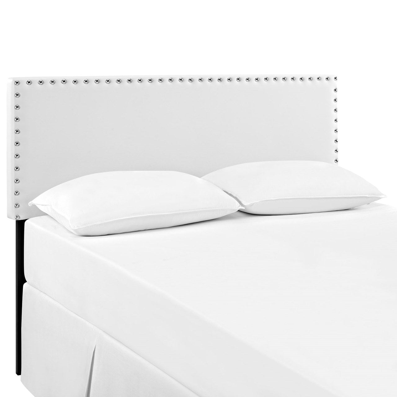 Phoebe King Upholstered Vinyl Headboard, White, Faux Leather 12113